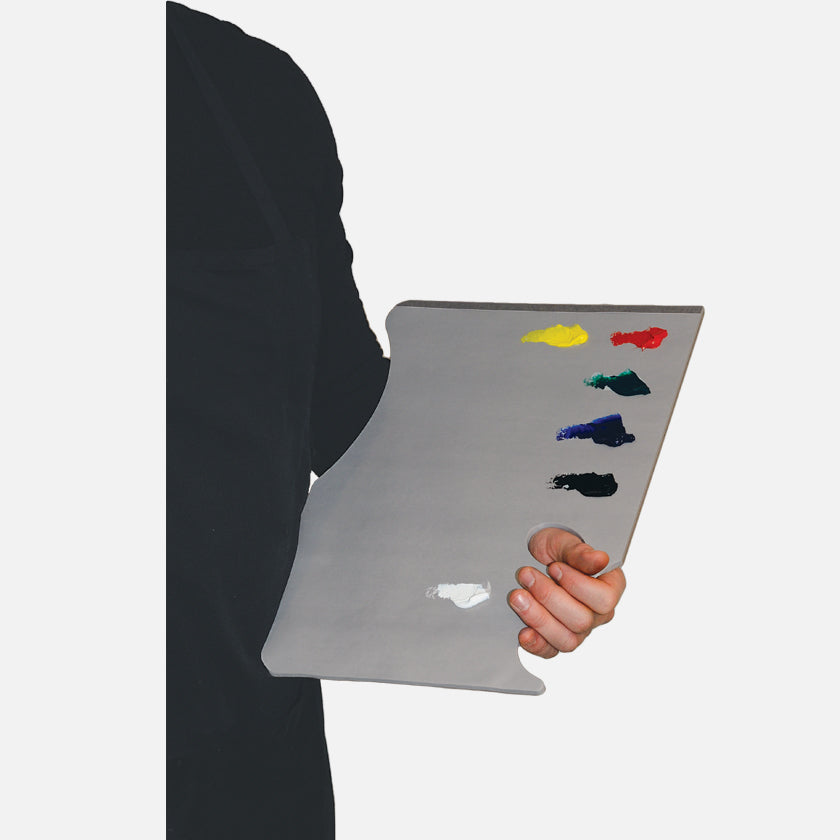 New Wave neutral grey Grey Pad Ergonomic Hand Held disposable paper tear away artist paint palette glued on 3 edges