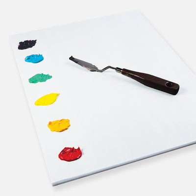 New Wave White Pad Rectangular white disposable paper tear away artist paint palette glued on 3 edges with paint and artist palette knife