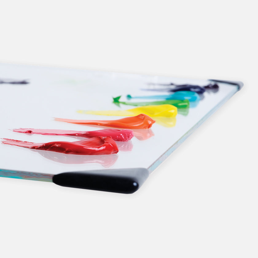 New Wave POSH Tempered Glass Clear Artist Paint Palette with custom corner guards