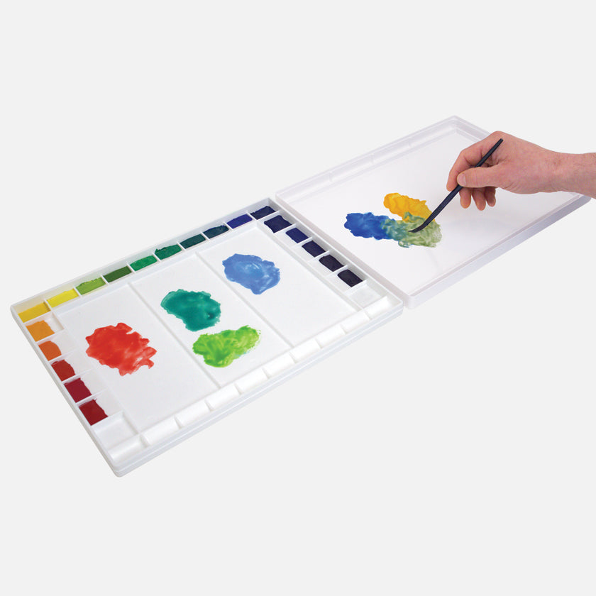 Aqua Pro Watercolor Palette with 32 Mixing Wells and Inverted Lid