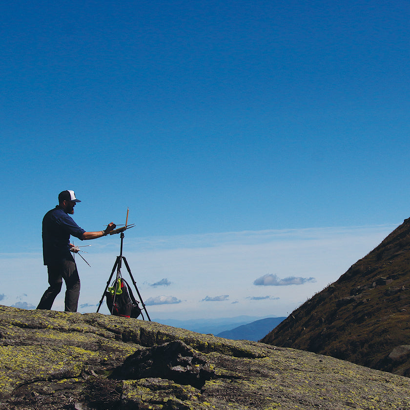 u.go Plein Air Anywhere Pochade Box, 8.4" x 11.25" model, om mountain peak distance shot plein air landscape painting