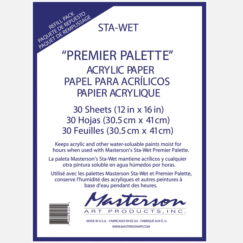 Masterson Sta-Wet® Premier Palette Acrylic Paper Refill Pack (30 Sheet -  New Wave Art